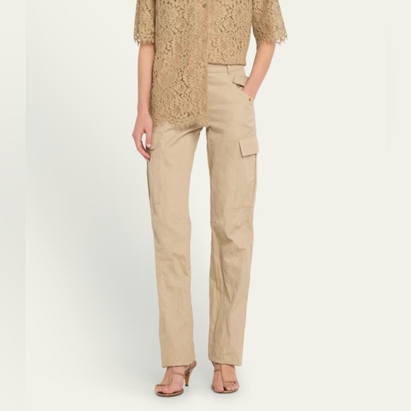 MICHAEL KORS COLLECTION Crushed Cotton Gabardine Slim Cargo Trouser Womens Sz 10 - Picture 1 of 11